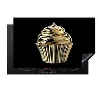 KitchenYeah© Induction Hob Protector Mat 20.3"x32.7" / 83x51.5 cm Cooker Top Protectors Cover Ceramic Covers Electric Hobs Vinyl Cupcake - Food - Gold - Black