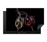 KitchenYeah© Induction Hob Protector Mat 20.3"x32.7" / 83x51.5 cm Stove Cap Top Cover Kitchen Cooker Covers for Electric Hobs Vinyl Red Wine - White Wine - Glass - Black