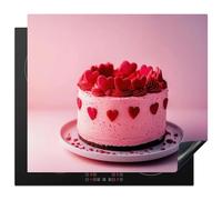 KitchenYeah© Induction Hob Protector Mat 20.5"x23.2" / 59x52 cm Cooker Top Protectors Cover Ceramic Covers Electric Hobs Vinyl Cake - Heart - Pink