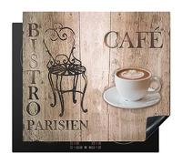 KitchenYeah© Induction Hob Protector Mat 20.5"x23.2" / 59x52 cm Cooker Top Protectors Cover Ceramic Covers Electric Hobs Vinyl Bistro Parisien - Café - Coffee - Vintage