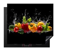 KitchenYeah© Induction Hob Protector Mat 20.5"x23.2" / 59x52 cm Cooker Top Protectors Cover Ceramic Covers Electric Hobs Vinyl Sweet Pepper - Water - Vegetable - Black