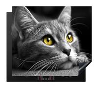 KitchenYeah© Induction Hob Protector Mat 20.5"x23.2" / 59x52 cm Cooker Top Protectors Cover Ceramic Covers Electric Hobs Vinyl Cat - Grey - Animals - Cat