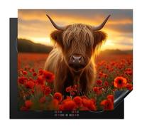 KitchenYeah© Induction Hob Protector Mat 20.5"x23.2" / 59x52 cm Cooker Top Protectors Cover Ceramic Covers Electric Hobs Vinyl Highlander - Roses - Field of Flowers - Sunset