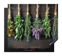 KitchenYeah© Induction Hob Protector Mat 20.5"x23.2" / 59x52 cm Cooker Top Protectors Cover Ceramic Covers Electric Hobs Vinyl Plants - Wood - Flowers - Drying