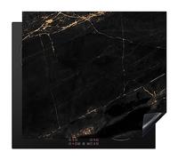 KitchenYeah© Induction Hob Protector Mat 20.5"x23.2" / 59x52 cm Stove Cap Top Cover Kitchen Cooker Covers for Electric Hobs Vinyl Marble - Black - Gold - Chic - Marble Look - Design