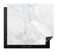 KitchenYeah© Induction Hob Protector Mat 20.5"x23.2" / 59x52 cm Stove Cap Top Cover Kitchen Cooker Covers for Electric Hobs Vinyl Marble - White - Grey - Luxury - Marble Look - Stone