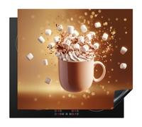 KitchenYeah© Induction Hob Protector Mat 20.5"x23.2" / 59x52 cm Stove Cap Top Cover Kitchen Cooker Covers for Electric Hobs Vinyl Chocolate - Drink - Hot - Brown