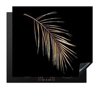 KitchenYeah© Induction Hob Protector Mat 20.5"x23.2" / 59x52 cm Stove Cap Top Cover Kitchen Cooker Covers for Electric Hobs Vinyl Plants - Gold - Black - Leaves - Luxury