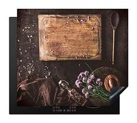 KitchenYeah© Induction Hob Protector Mat 20.5"x23.6" / 60x52 cm Cooker Top Protectors Cover Ceramic Covers Electric Hobs Vinyl Cutting Board - Spices - Spoon - Kitchen - Rustic