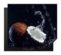 KitchenYeah© Induction Hob Protector Mat 20.5"x23.6" / 60x52 cm Cooker Top Protectors Cover Ceramic Covers Electric Hobs Vinyl Coconut - Still Life - Water - Black - Fruit