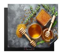 KitchenYeah© Induction Hob Protector Mat 20.5"x23.6" / 60x52 cm Cooker Top Protectors Cover Ceramic Covers Electric Hobs Vinyl Honey - Concrete - Honey Spoon - Kitchen