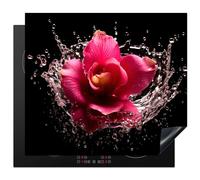 KitchenYeah© Induction Hob Protector Mat 20.5"x23.6" / 60x52 cm Cooker Top Protectors Cover Ceramic Covers Electric Hobs Vinyl Flowers - Pink - Water - Black - Botanical - Nature
