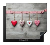 KitchenYeah© Induction Hob Protector Mat 20.5"x23.6" / 60x52 cm Cooker Top Protectors Cover Ceramic Covers Electric Hobs Vinyl Heart - Red - Pink - Wood - Love