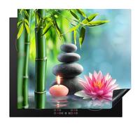 KitchenYeah© Induction Hob Protector Mat 20.5"x23.6" / 60x52 cm Cooker Top Protectors Cover Ceramic Covers Electric Hobs Vinyl Bamboo - Zen Stones - Lotus - Japanese - Still Life