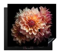 KitchenYeah© Induction Hob Protector Mat 20.5"x23.6" / 60x52 cm Cooker Top Protectors Cover Ceramic Covers Electric Hobs Vinyl Dahlia - Flowers - Pink - Black - Botanical