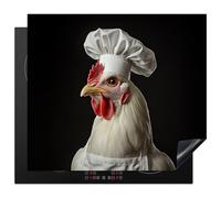 KitchenYeah© Induction Hob Protector Mat 20.5"x23.6" / 60x52 cm Stove Cap Top Cover Kitchen Cooker Covers for Electric Hobs Vinyl Chefs Hat - Red - Chicken