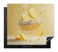 KitchenYeah© Induction Hob Protector Mat 20.5"x23.6" / 60x52 cm Stove Cap Top Cover Kitchen Cooker Covers for Electric Hobs Vinyl Lemon - Pie - Eat - Yellow