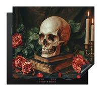 KitchenYeah© Induction Hob Protector Mat 20.5"x23.6" / 60x52 cm Stove Cap Top Cover Kitchen Cooker Covers for Electric Hobs Vinyl Skeleton - Candles - Roses - Skull - Books - Candlestick