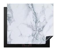 KitchenYeah© Induction Hob Protector Mat 20.5"x23.6" / 60x52 cm Stove Cap Top Cover Kitchen Cooker Covers for Electric Hobs Vinyl Marble - Pattern - Grey - White - Marble Look - Luxe