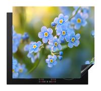 KitchenYeah© Induction Hob Protector Mat 20.5"x23.6" / 60x52 cm Stove Cap Top Cover Kitchen Cooker Covers for Electric Hobs Vinyl Flowers - Blue - Forget me Not