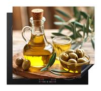 KitchenYeah© Induction Hob Protector Mat 20.5"x23.6" / 60x52 cm Stove Cap Top Cover Kitchen Cooker Covers for Electric Hobs Vinyl Olives - Shelf - Olive Oil - Leaves