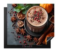 KitchenYeah© Induction Hob Protector Mat 20.5"x23.6" / 60x52 cm Stove Cap Top Cover Kitchen Cooker Covers for Electric Hobs Vinyl Chocolate Milk - Concrete - Pumpkin - Spices