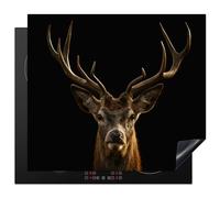 KitchenYeah© Induction Hob Protector Mat 20.5"x23.6" / 60x52 cm Stove Cap Top Cover Kitchen Cooker Covers for Electric Hobs Vinyl Deer - Antlers - Animal - Brown - Black