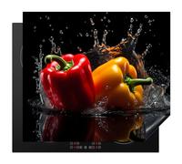 KitchenYeah© Induction Hob Protector Mat 20.5"x23.6" / 60x52 cm Stove Cap Top Cover Kitchen Cooker Covers for Electric Hobs Vinyl Sweet Pepper - Water - Black - Vegetable - Red - Yellow