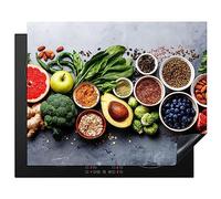 KitchenYeah© Induction Hob Protector Mat 20.5"x25.6" / 65x52 cm Cooker Top Protectors Cover Ceramic Covers Electric Hobs Vinyl Fruit - Concrete - Vegetables
