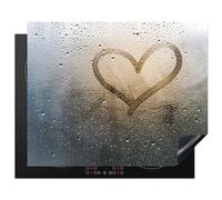 KitchenYeah© Induction Hob Protector Mat 20.5"x25.6" / 65x52 cm Cooker Top Protectors Cover Ceramic Covers Electric Hobs Vinyl Heart - Condensation - Water - 3D