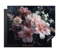 KitchenYeah© Induction Hob Protector Mat 20.5"x25.6" / 65x52 cm Cooker Top Protectors Cover Ceramic Covers Electric Hobs Vinyl Flowers - Pink - Vapour - Plants