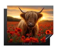 KitchenYeah© Induction Hob Protector Mat 20.5"x25.6" / 65x52 cm Cooker Top Protectors Cover Ceramic Covers Electric Hobs Vinyl Highlander - Roses - Field of Flowers - Sunset