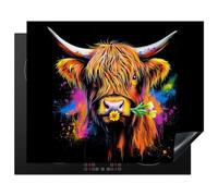 KitchenYeah© Induction Hob Protector Mat 20.5"x25.6" / 65x52 cm Cooker Top Protectors Cover Ceramic Covers Electric Hobs Vinyl Scottish Highlander - Graffiti - Colourful - Flower - Animals