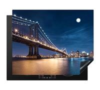 KitchenYeah© Induction Hob Protector Mat 20.5"x25.6" / 65x52 cm Stove Cap Top Cover Kitchen Cooker Covers for Electric Hobs Vinyl Bridge - Light - Evening - Lake - Blue - City