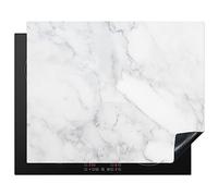 KitchenYeah© Induction Hob Protector Mat 20.5"x25.6" / 65x52 cm Stove Cap Top Cover Kitchen Cooker Covers for Electric Hobs Vinyl Marble - White - Grey - Luxury - Marble Look - Stone