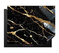 KitchenYeah© Induction Hob Protector Mat 20.5"x25.6" / 65x52 cm Stove Cap Top Cover Kitchen Cooker Covers for Electric Hobs Vinyl Marble - Black - Gold - Texture