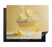 KitchenYeah© Induction Hob Protector Mat 20.5"x25.6" / 65x52 cm Stove Cap Top Cover Kitchen Cooker Covers for Electric Hobs Vinyl Lemon - Pie - Eat - Yellow
