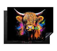 KitchenYeah© Induction Hob Protector Mat 20.5"x27.6" / 70x52 cm Cooker Top Protectors Cover Ceramic Covers Electric Hobs Vinyl Scottish Highlander - Graffiti - Colourful - Flower - Animals