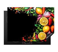 KitchenYeah© Induction Hob Protector Mat 20.5"x27.6" / 70x52 cm Cooker Top Protectors Cover Ceramic Covers Electric Hobs Vinyl Lemons - Pepper - Herbs - Graffiti - Paint - Abstract