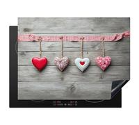 KitchenYeah© Induction Hob Protector Mat 20.5"x27.6" / 70x52 cm Cooker Top Protectors Cover Ceramic Covers Electric Hobs Vinyl Heart - Red - Pink - Wood - Love