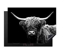 KitchenYeah© Induction Hob Protector Mat 20.5"x27.6" / 70x52 cm Cooker Top Protectors Cover Ceramic Covers Electric Hobs Vinyl Scottish Highlander - Cow - Black - White - Animals