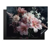 KitchenYeah© Induction Hob Protector Mat 20.5"x27.6" / 70x52 cm Cooker Top Protectors Cover Ceramic Covers Electric Hobs Vinyl Flowers - Pink - Vapour - Plants