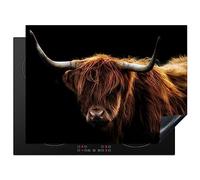 KitchenYeah© Induction Hob Protector Mat 20.5"x27.6" / 70x52 cm Cooker Top Protectors Cover Ceramic Covers Electric Hobs Vinyl Scottish Highlander - Horns - Black - Animals - Nature