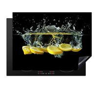 KitchenYeah© Induction Hob Protector Mat 20.5"x27.6" / 70x52 cm Stove Cap Top Cover Kitchen Cooker Covers for Electric Hobs Vinyl Lemon - Fruit - Yellow - Still Life - Water
