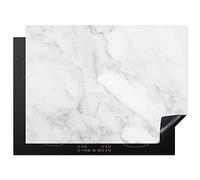 KitchenYeah© Induction Hob Protector Mat 20.5"x27.6" / 70x52 cm Stove Cap Top Cover Kitchen Cooker Covers for Electric Hobs Vinyl Marble - White - Grey - Luxury - Marble Look - Stone