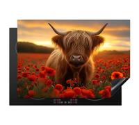 KitchenYeah© Induction Hob Protector Mat 20.5"x29.5" / 75x52 cm Cooker Top Protectors Cover Ceramic Covers Electric Hobs Vinyl Highlander - Roses - Field of Flowers - Sunset