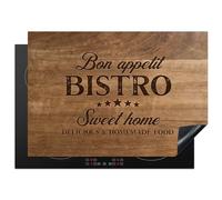 KitchenYeah© Induction Hob Protector Mat 20.5"x29.5" / 75x52 cm Stove Cap Top Cover Kitchen Cooker Covers for Electric Hobs Vinyl Quote - Bistro - Bon Appetit - Sweet Home - Wood Texture
