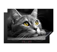 KitchenYeah© Induction Hob Protector Mat 20.5"x30.7" / 78x52 cm Cooker Top Protectors Cover Ceramic Covers Electric Hobs Vinyl Cat - Grey - Animals - Cat