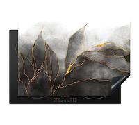 KitchenYeah© Induction Hob Protector Mat 20.5"x30.7" / 78x52 cm Cooker Top Protectors Cover Ceramic Covers Electric Hobs Vinyl Marble - Black - Gold - Luxury - Marble Look