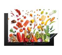 KitchenYeah© Induction Hob Protector Mat 20.5"x30.7" / 78x52 cm Stove Cap Top Cover Kitchen Cooker Covers for Electric Hobs Vinyl Vegetables - Fruit - Still Life - White